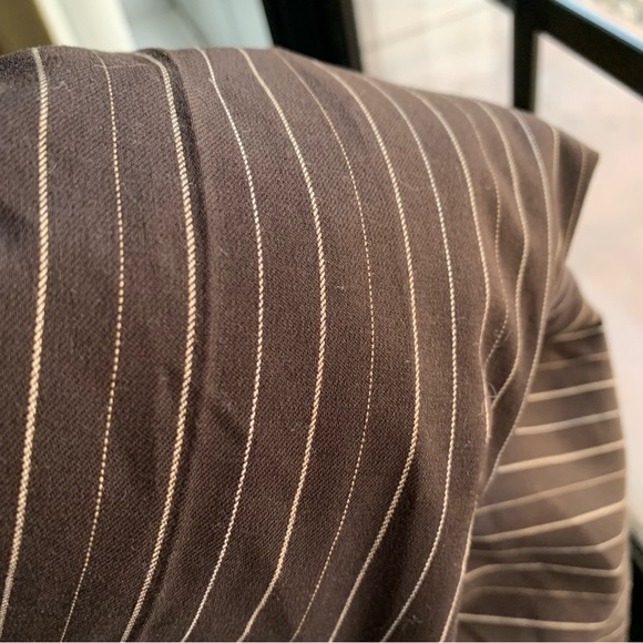 Y2K chocolate brown pinstripe low rise boot cut wide leg pants - Picture 6 of 12